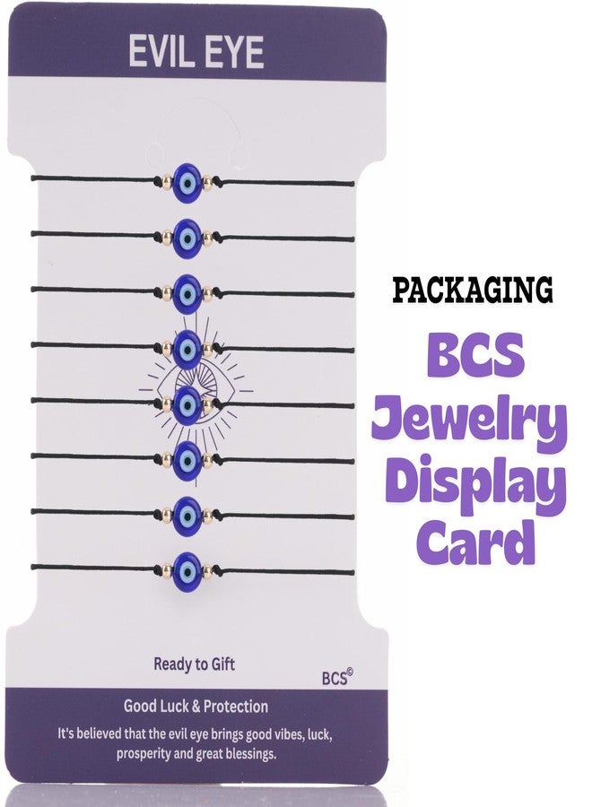 BCS Evil Eye Bracelets Adjustable Black String Amulet for Women Men Authentic Turkish Handmade Glass Bead Good Luck Protection Charm One Size Fits All - Navy Blue (8 Pieces) - Image 4